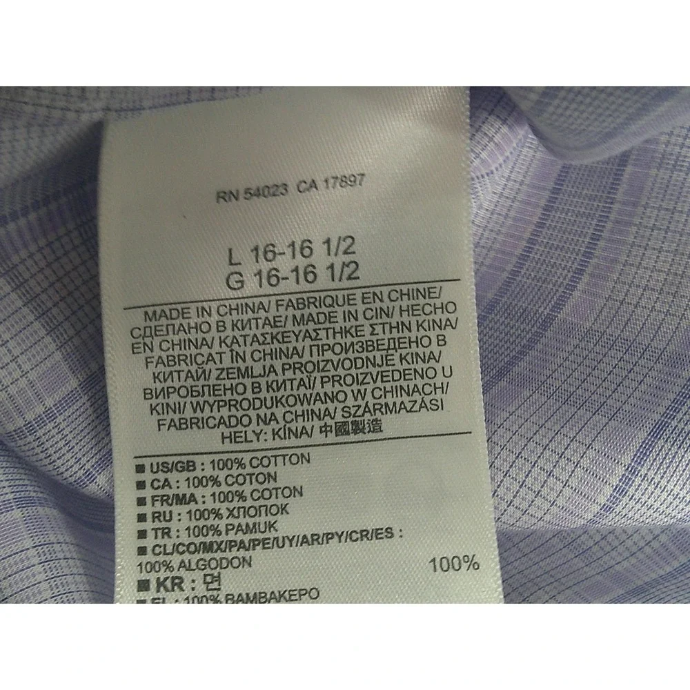 Banana Republic Men's Non-Iron Slim Fit Plaid Dress Shirt Purple White Large